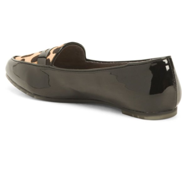Me Too Black Patent Leopard Pointy Toe Flats Sz 7M - Picture 2 of 2